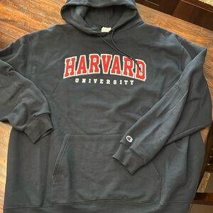 Champion Harvard University Navy Hoodie Sweatshirt Embroidered Tackle Twill 2XL